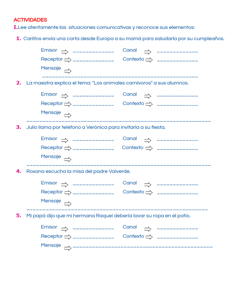 Ejercicios de Comunicación para Tercer Grado | PDF | Estudios de ...