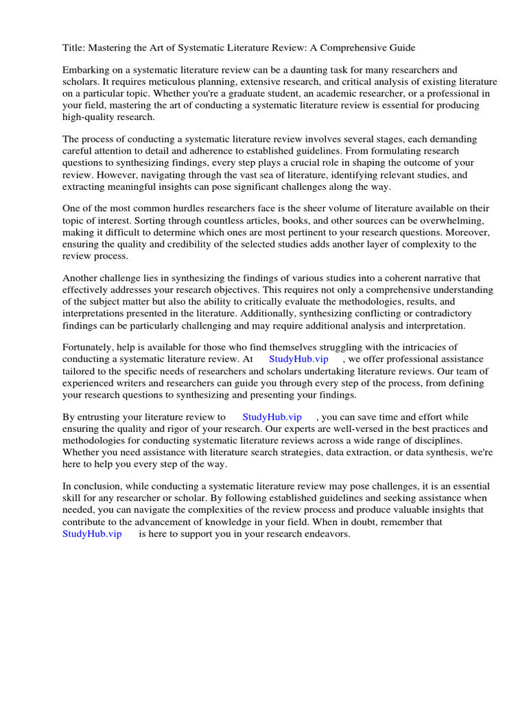 An Example of A Systematic Literature Review | PDF | Systematic Review ...