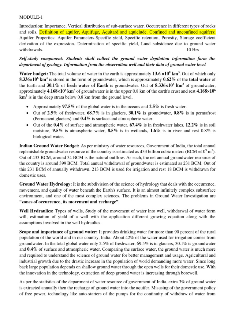 1 Ground Water Hydrology | PDF | Groundwater | Aquifer