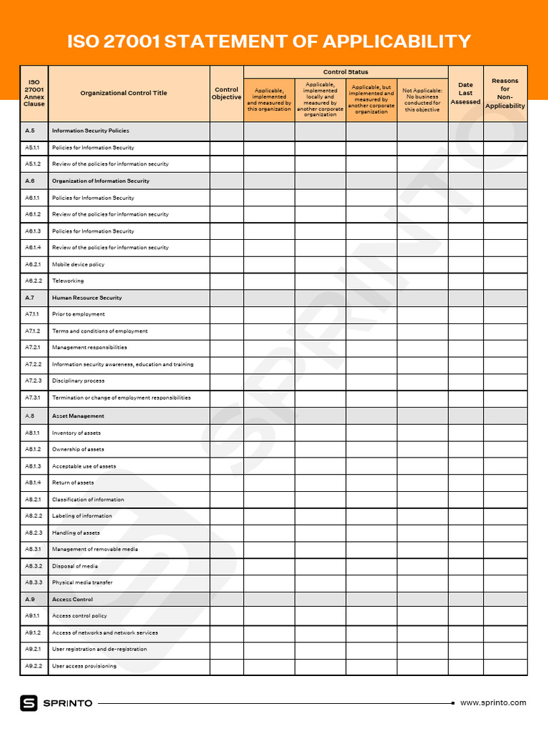 ISO 27001 Statement of Applicability Guide | PDF | Information Security ...