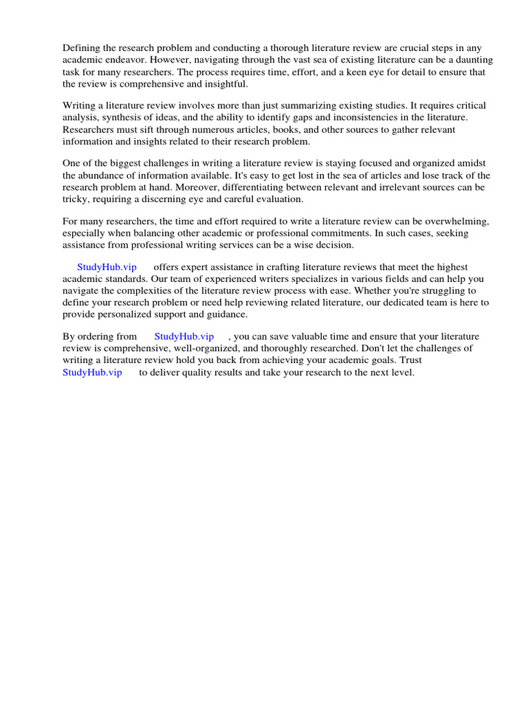 Define the research problem and review related literature pdf