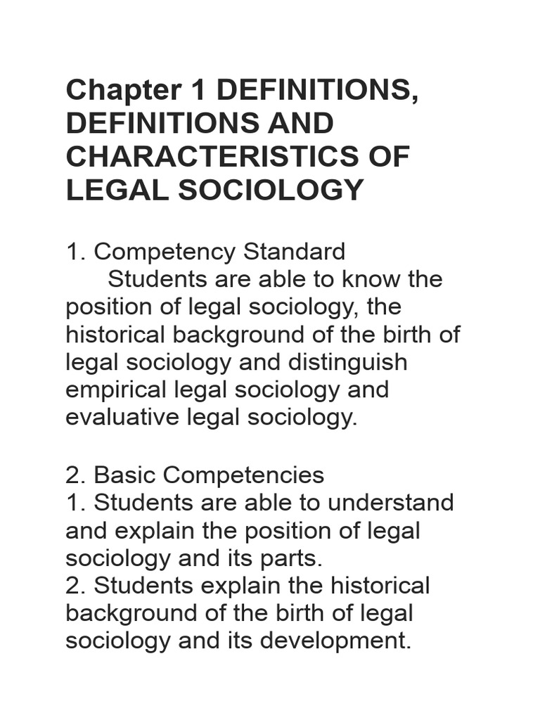 Sosiology of law chapter 1 definition definition and characteristics