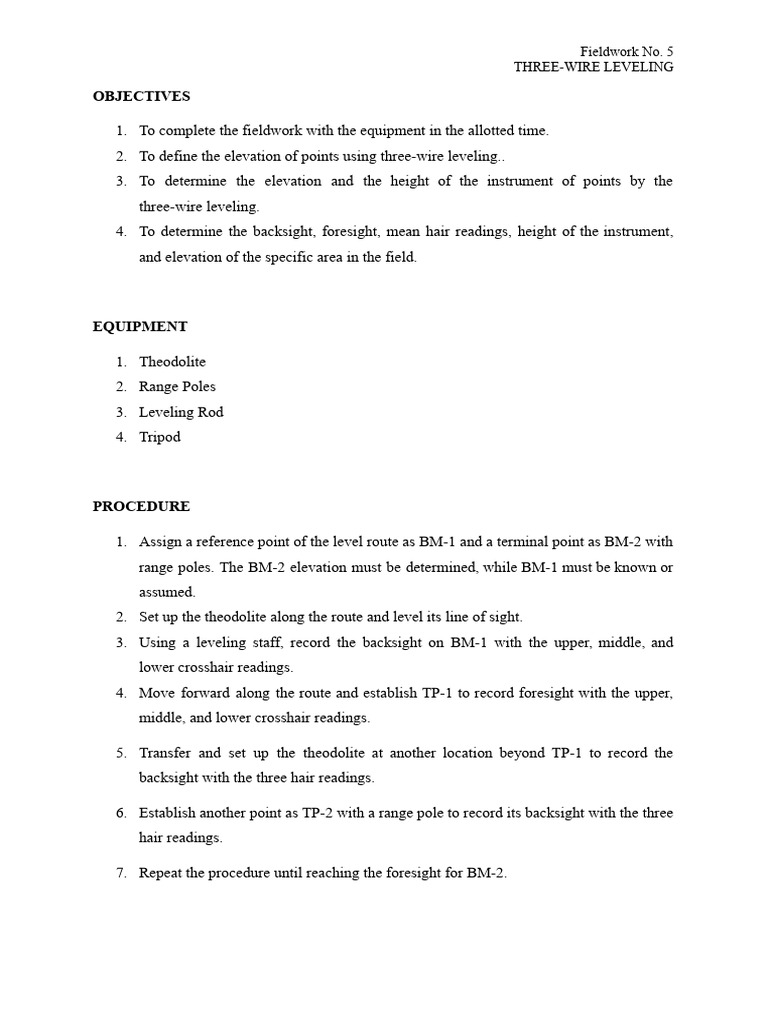 Three-Wire Leveling in Surveying | PDF | Metrology | Probability And ...