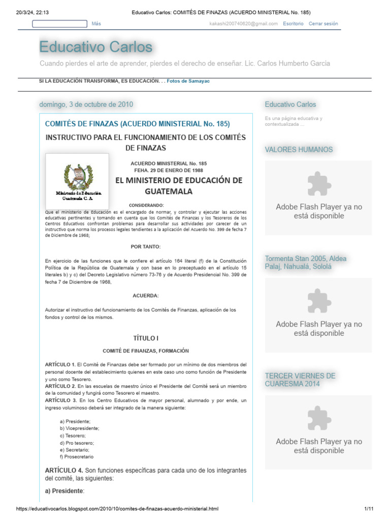 educativo-carlos-comit-s-de-finazas-acuerdo-ministerial-no-185-pdf