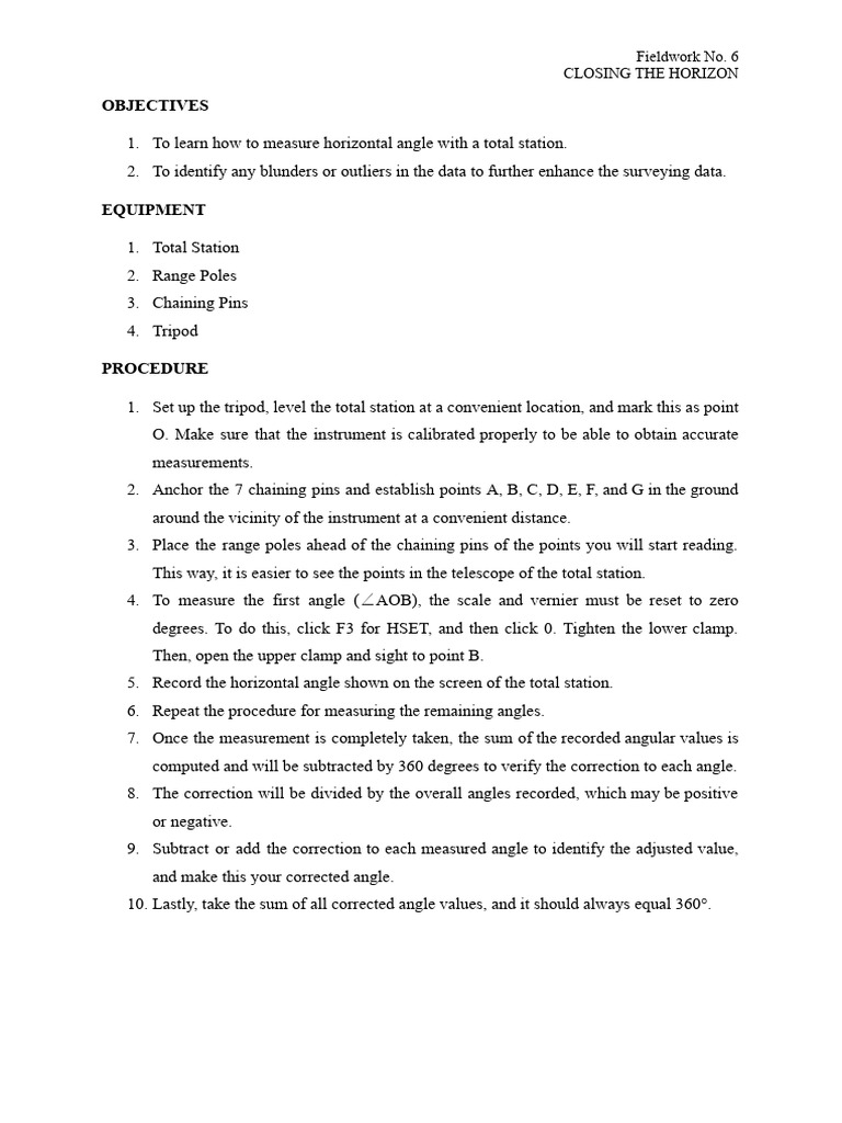 Closing The Horizon | PDF | Surveying | Accuracy And Precision