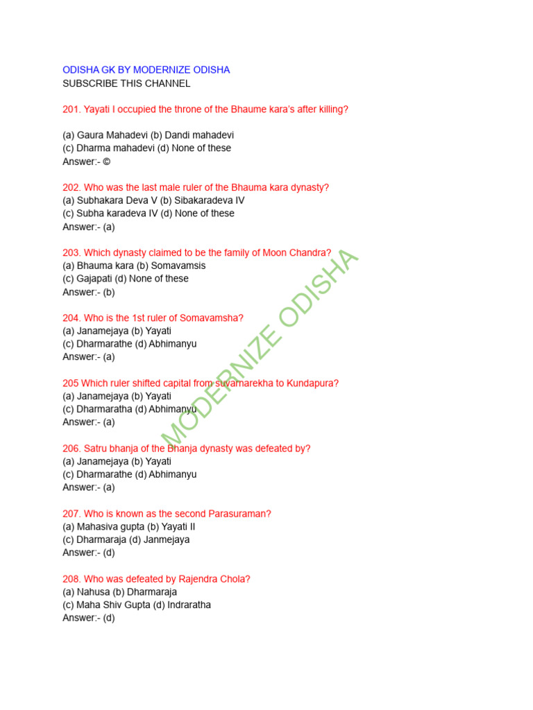 Odisha Gk Part 2 Pdf