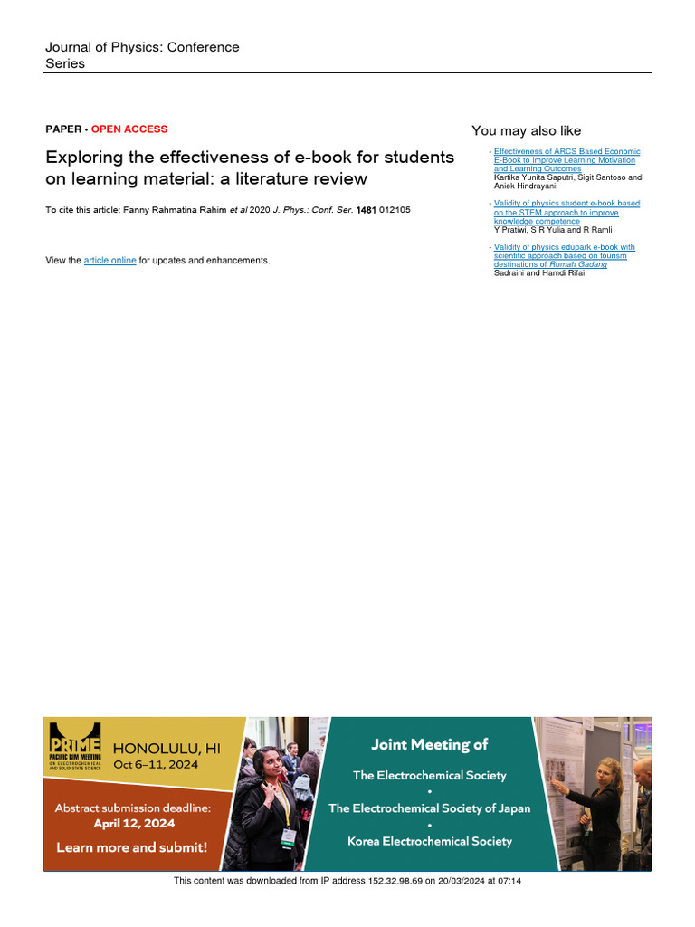 E-Book Effectiveness in Student Learning | PDF | Books | Learning