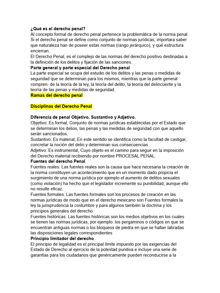 Introducción al Derecho Penal y sus Clases | PDF | Derecho penal ...