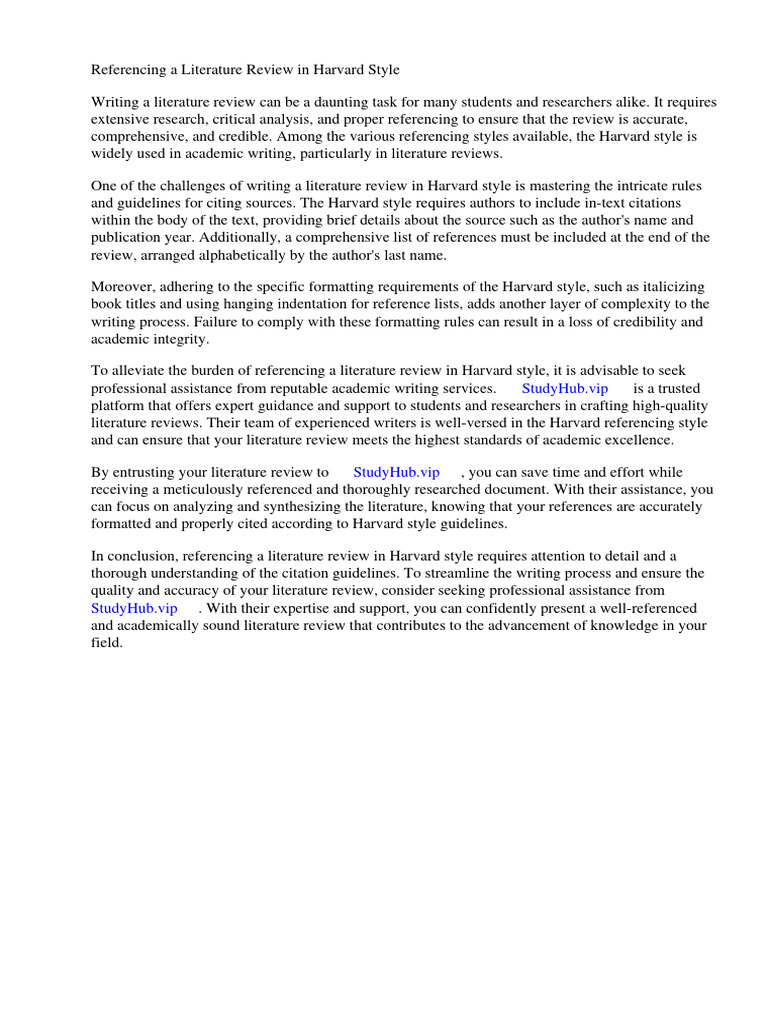 Referencing A Literature Review Harvard Style | PDF | Citation | World ...