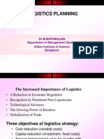 Logistics Planning: DR M Mathirajan Department of Management Studies Indian Institute of Science Bangalore