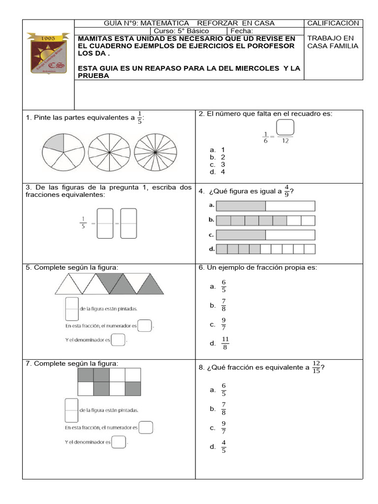 Guía de Matemáticas para 5° Básico | PDF
