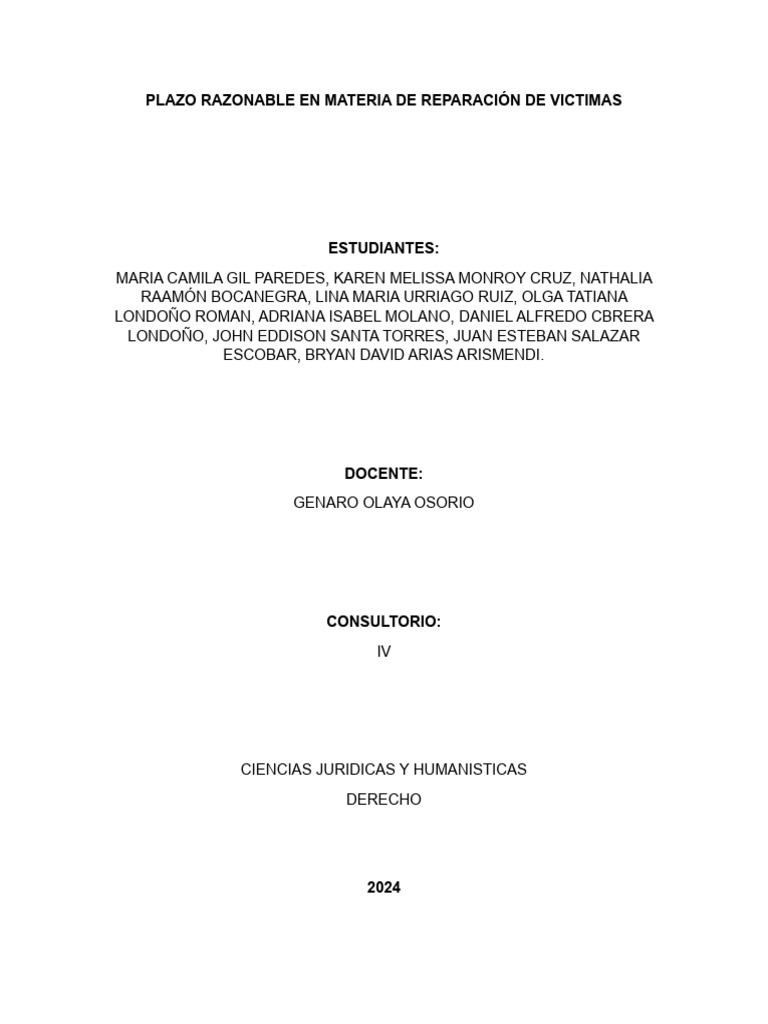 Plazo Razonable en Reparación a Víctimas | PDF | Debido al proceso ...