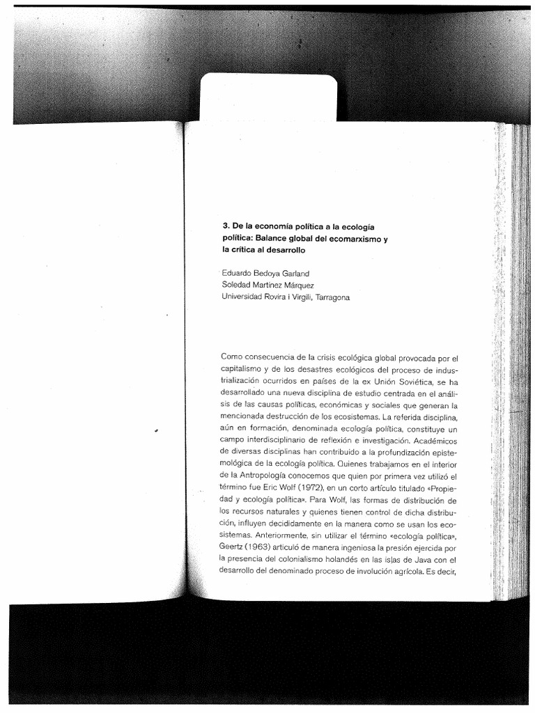 De La Economía Política A La Ecología Política | PDF