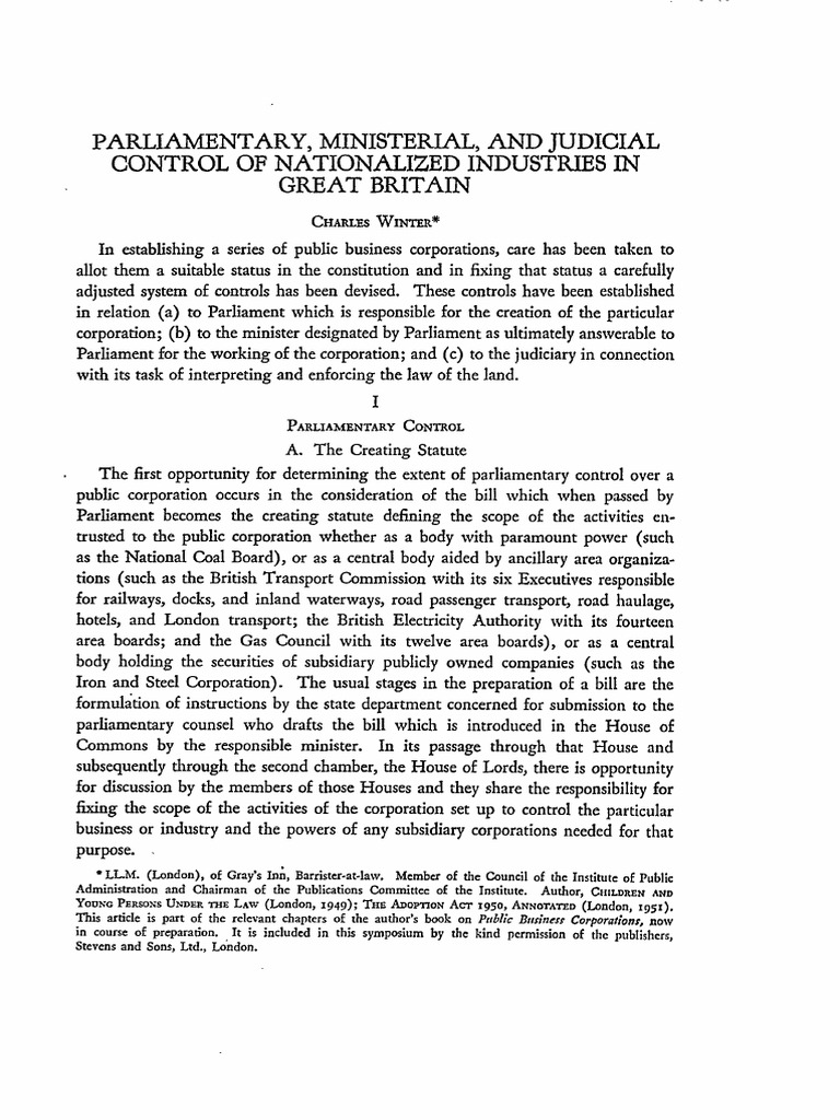 Control of Nationalized Industries in Britain | PDF | House Of Commons ...