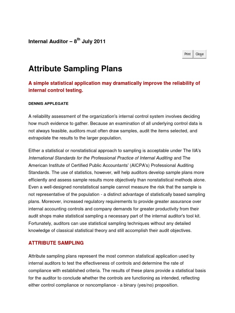 Statistical Sampling in Internal Audits | PDF | Audit | Internal Audit