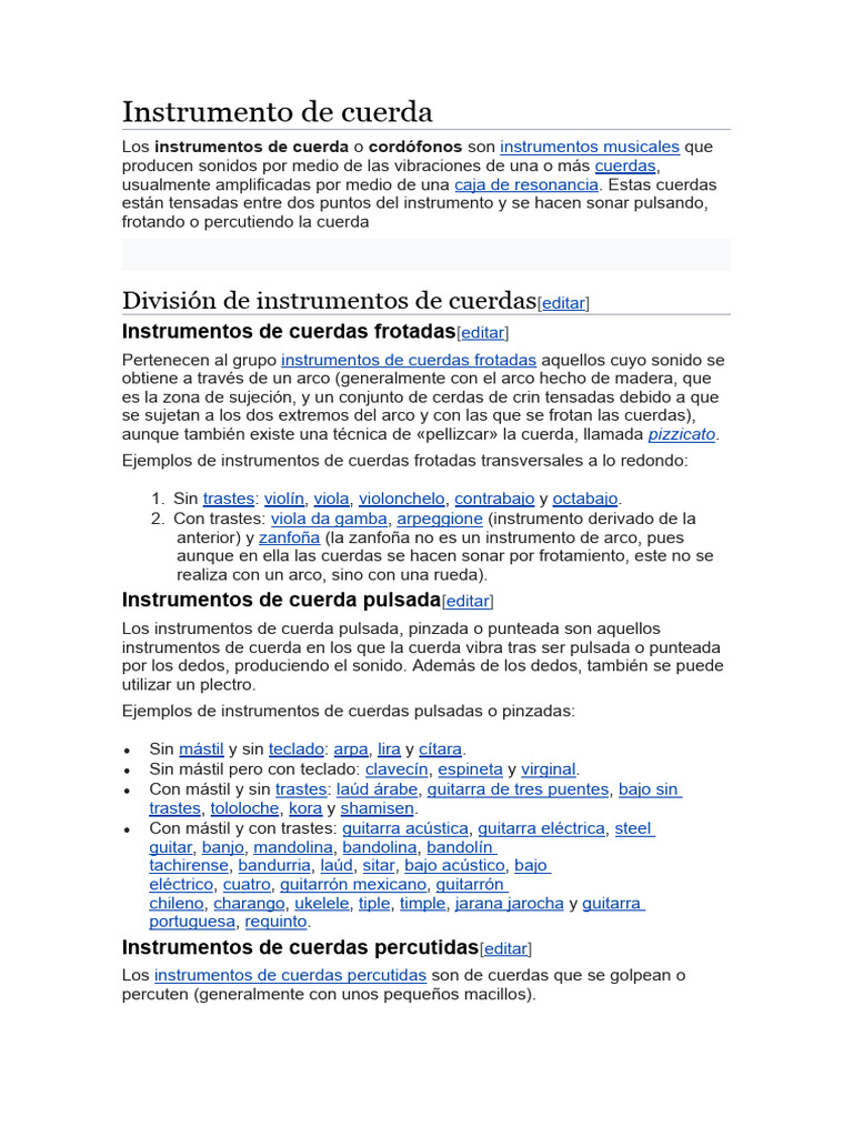 Tipos de Instrumentos de Cuerda y Viento | PDF | Instrumentos de cuerda ...