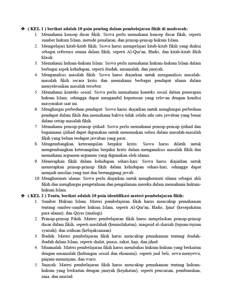 10 Poin Penting Pembelajaran Fikih | PDF