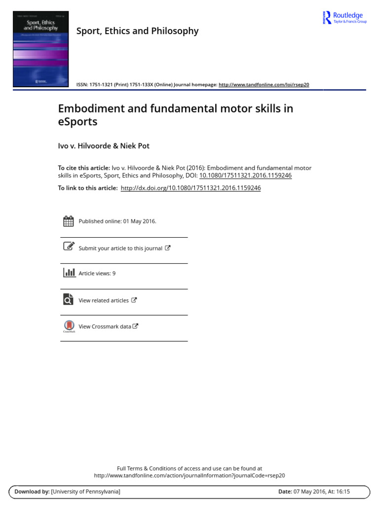 Embodiment and Fundamental Motor Skills in ESports. | PDF | Embodied ...