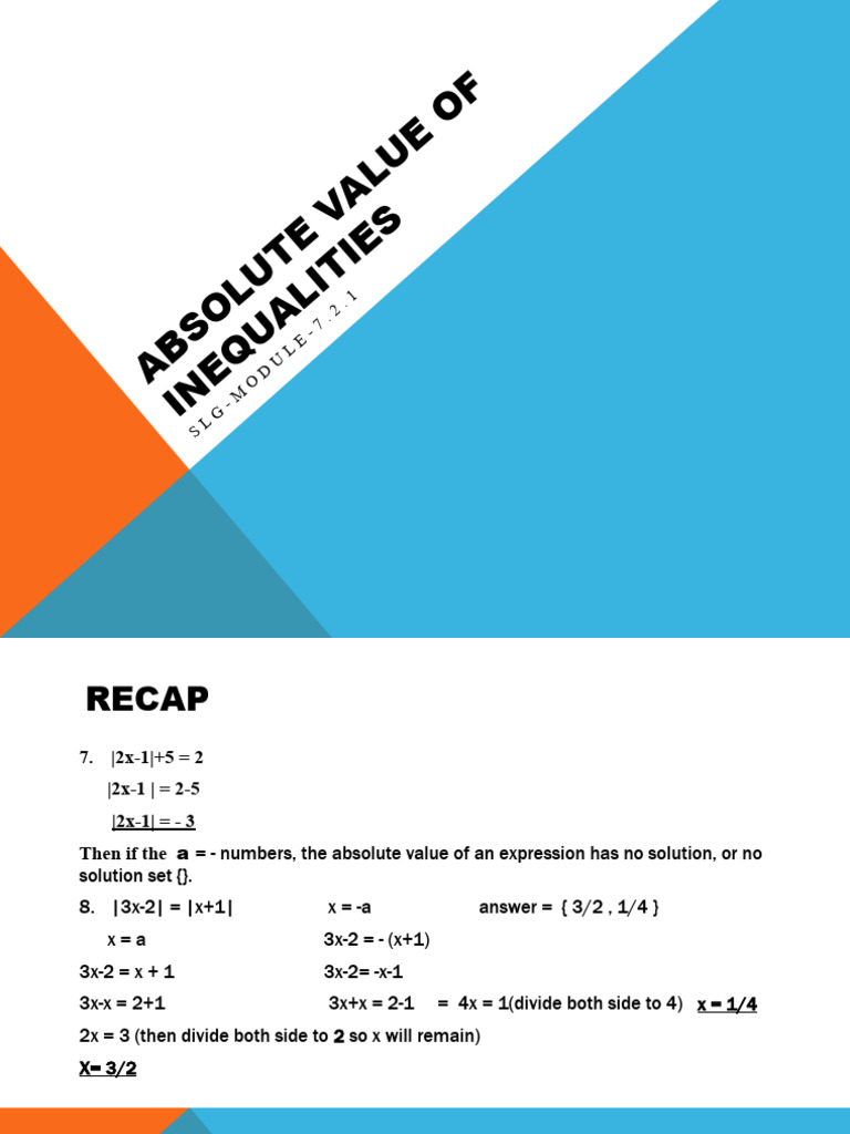 Solving Absolute Value Inequalities | PDF | Inequality (Mathematics ...