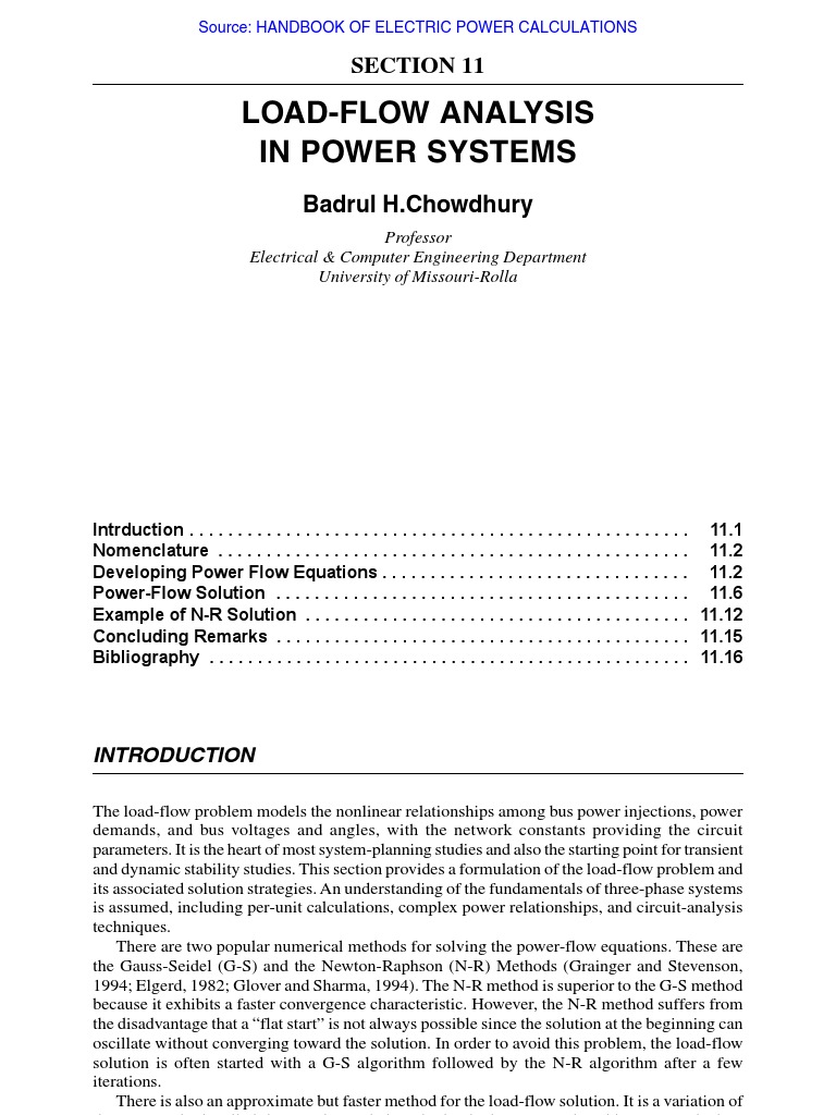 Load-Flow Analysis in Power Systems | PDF | Science & Mathematics ...