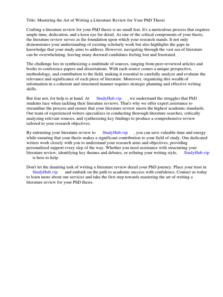 Writing Literature Review in PHD Thesis | PDF | Literature Review | Thesis