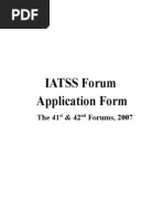 IATSS Forum Application Form: The 41 & 42 Forums, 2007