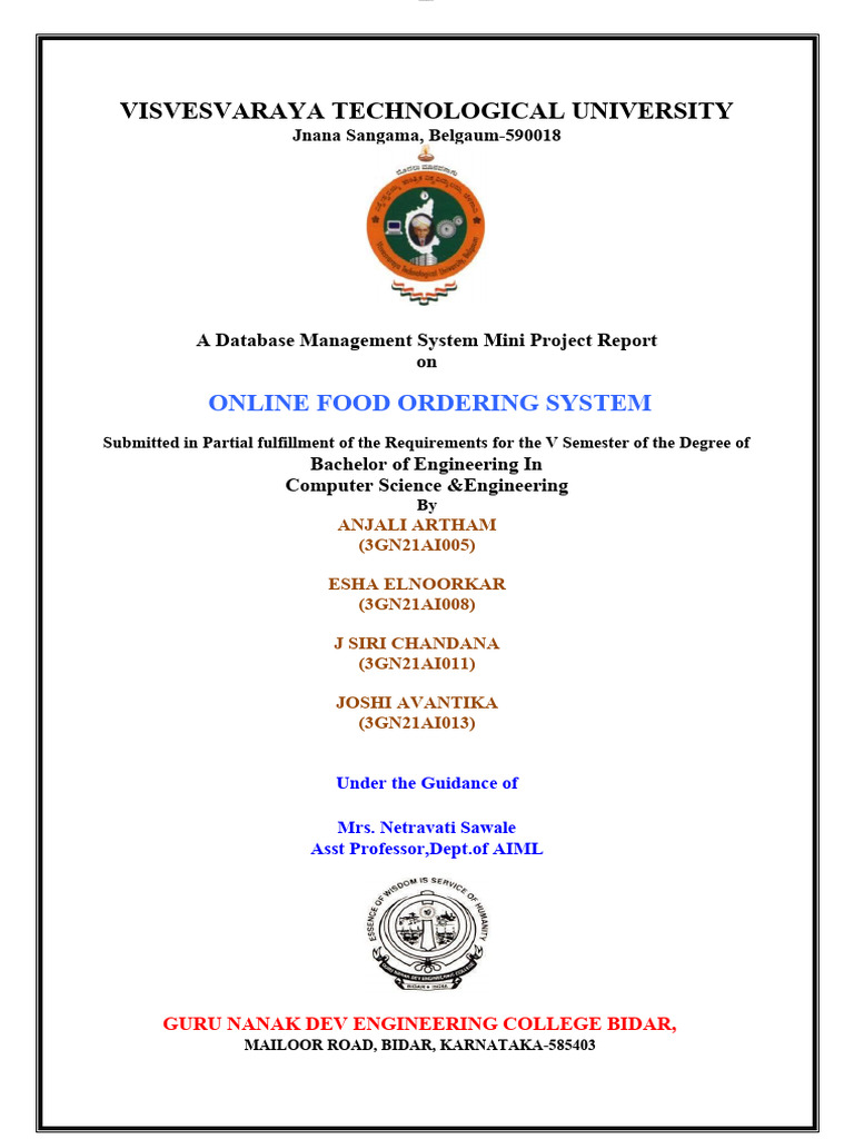 Online Food Ordering System Project | PDF | Operating System | Computing