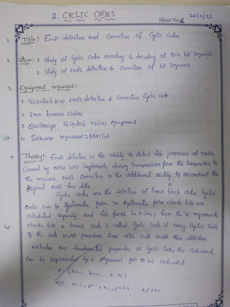 Cyclic Code Detection and Correction Guide | PDF | Encodings | Computer ...
