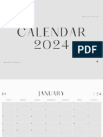 Gray White 2024 Calendar