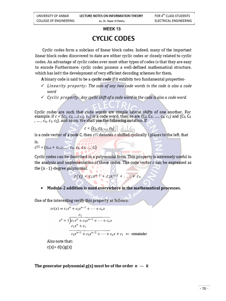 Cyclic Codes in Digital Electronics | PDF | Applied Mathematics ...