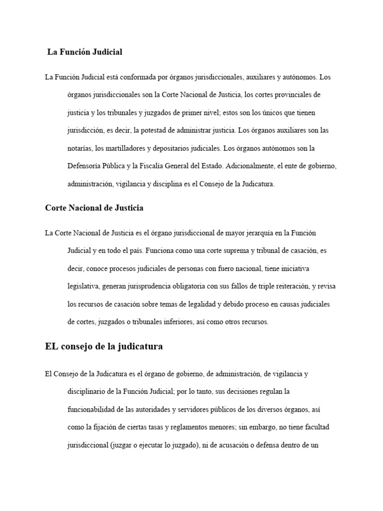 Organismos de la funcion judicial pdf judicaturas separaci n de