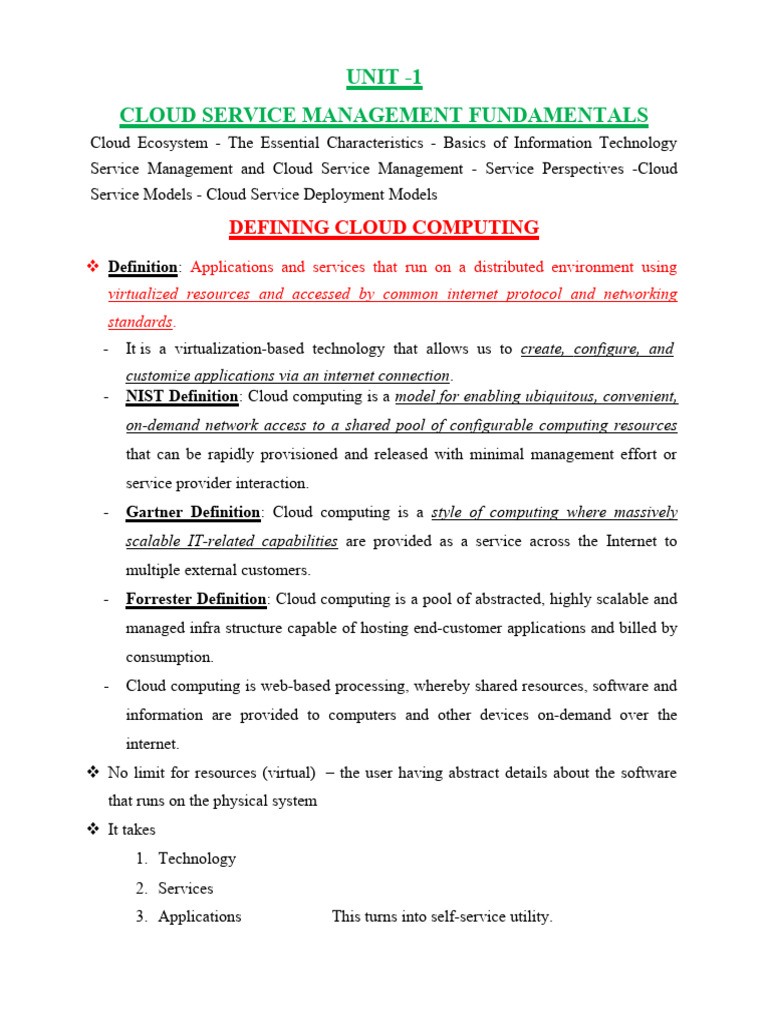 CC Notes | PDF | Cloud Computing | Software As A Service