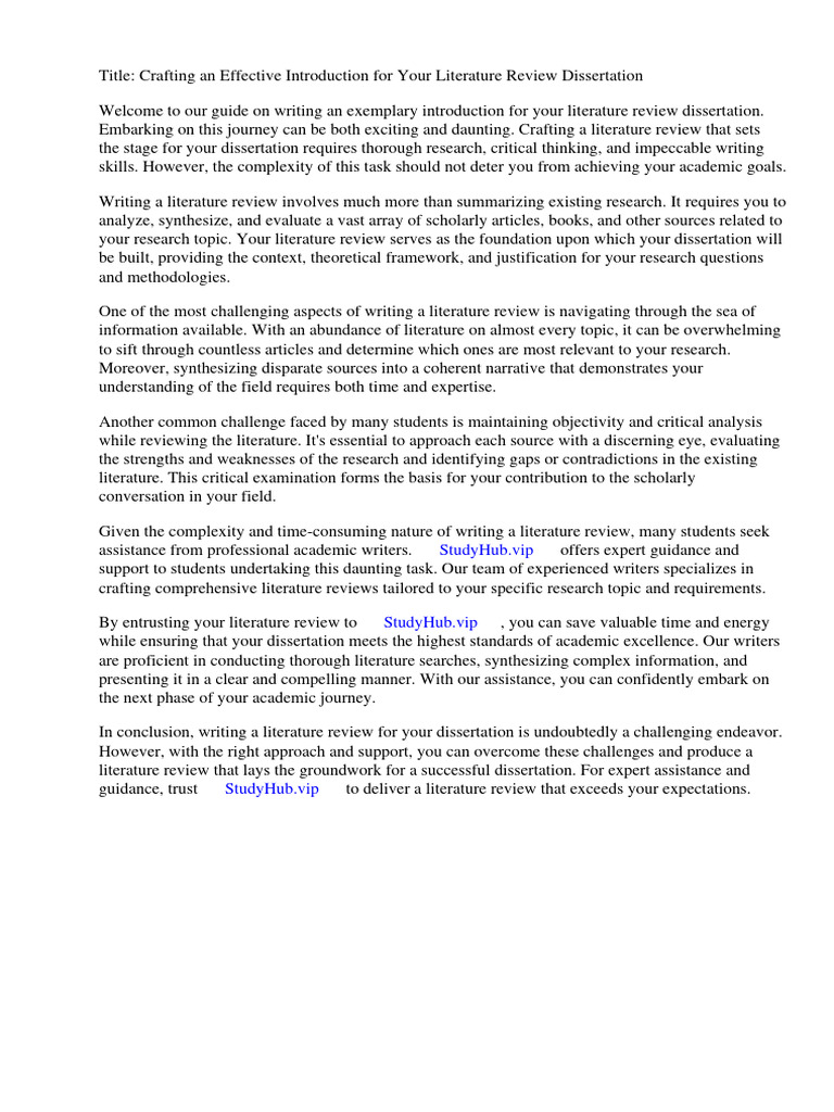 Example Introduction Literature Review Dissertation | PDF | Literature ...