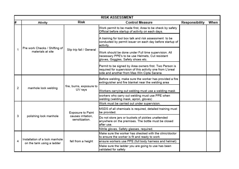 Comprehensive Risk Assessment Guide | PDF | Personal Protective ...