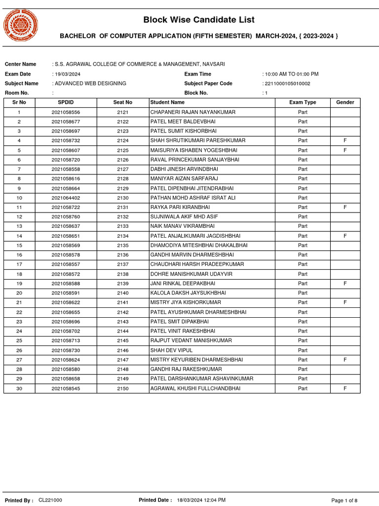 RPT CandidateListBlockWise | PDF | Information Technology