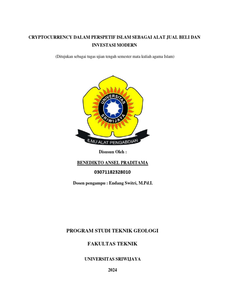 Benedikto Ansel Praditama - Cryptocurrency Menurut Pandangan Islam | PDF