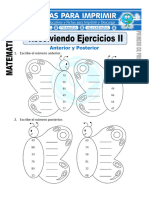 Ejercicios de Anterior y Posterior Grado Primero