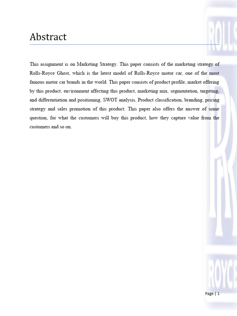 Rolls-Royce Ghost Marketing Strategy 2025 | PDF | Market Segmentation ...
