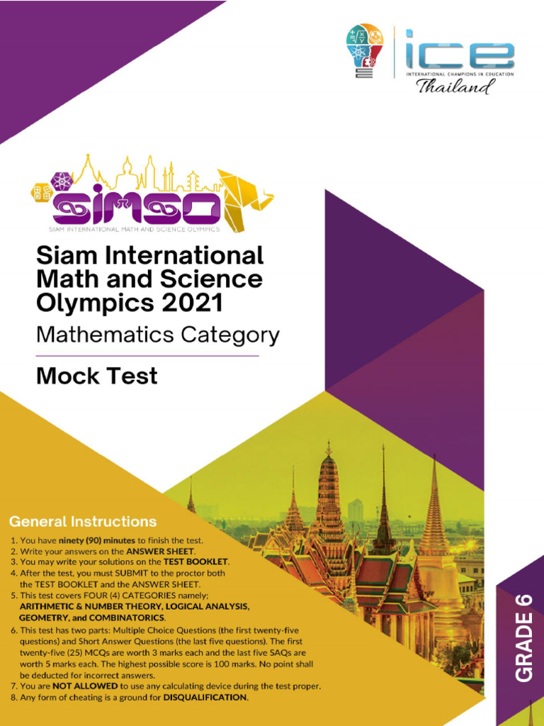 Primary 6 Mathematics Sample Test | PDF | Numbers | Mathematics