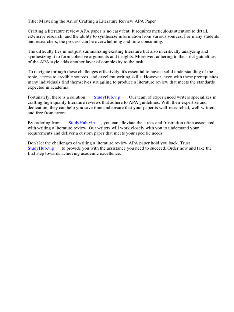 Example of a Literature Review Apa Paper | PDF | Apa Style | Critical ...