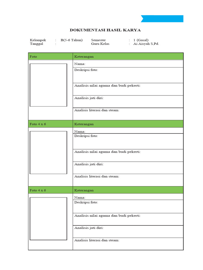 Format Penilaian Hasil Karya Paud Pdf