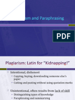 Plagiarism and Paraphrasing Notes