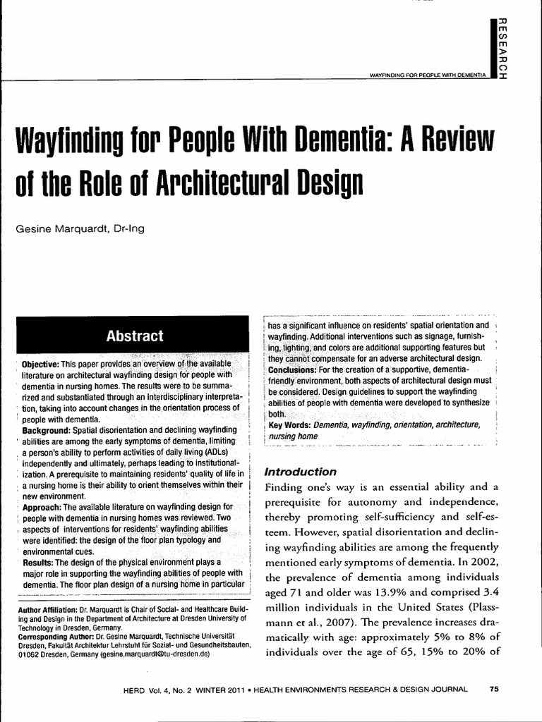 Wayfinding Design for Dementia Care | PDF | Mental Image | Dementia