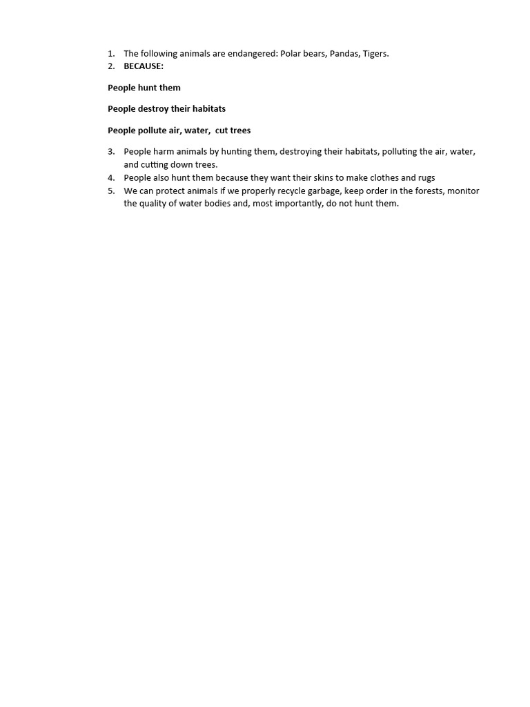 Endangered Animals and Conservation Efforts | PDF | Climate Change ...