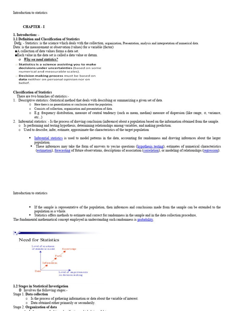 Definition And Classification Of Statistics