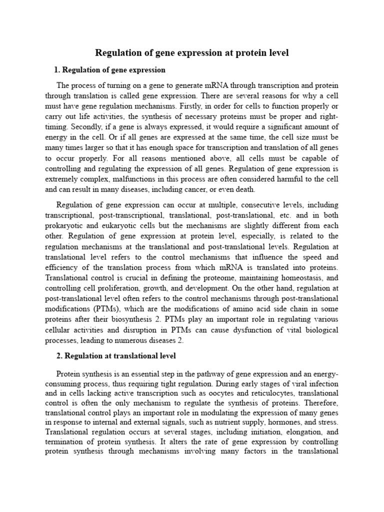 Regulation of Gene Expression at Protein Level | PDF | Ubiquitin ...