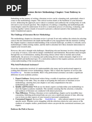 Literature Review Methodology Chapter