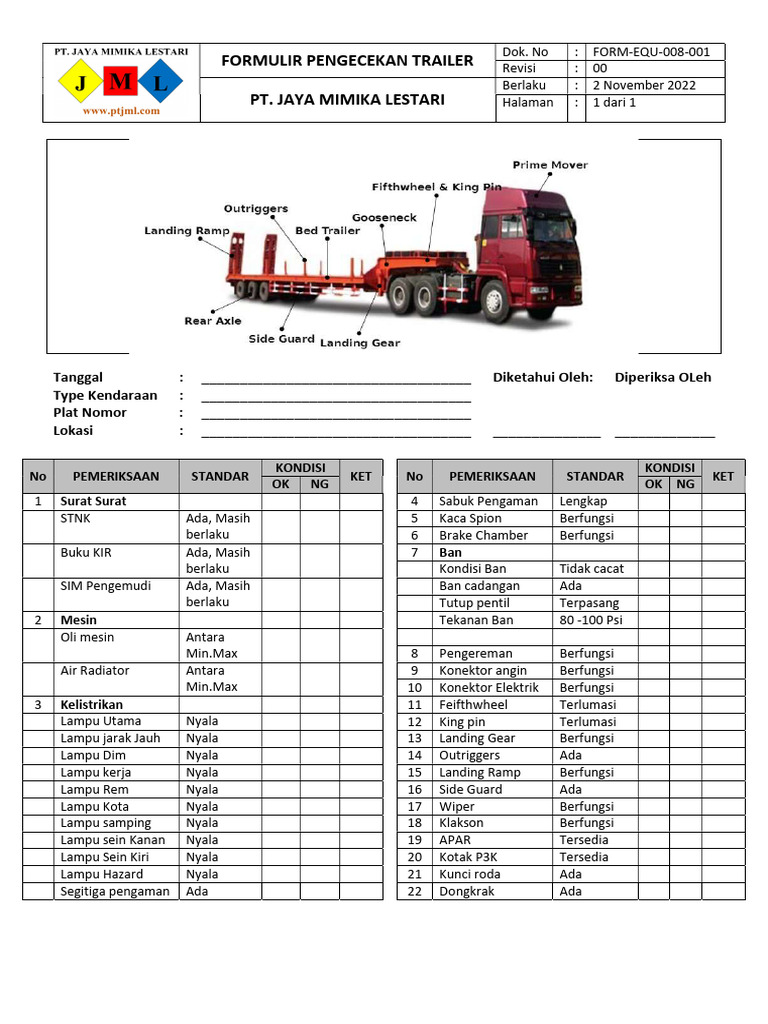 Frm Equ 008 001 Trailer Lowbed Lowboy Flatbed Pdf