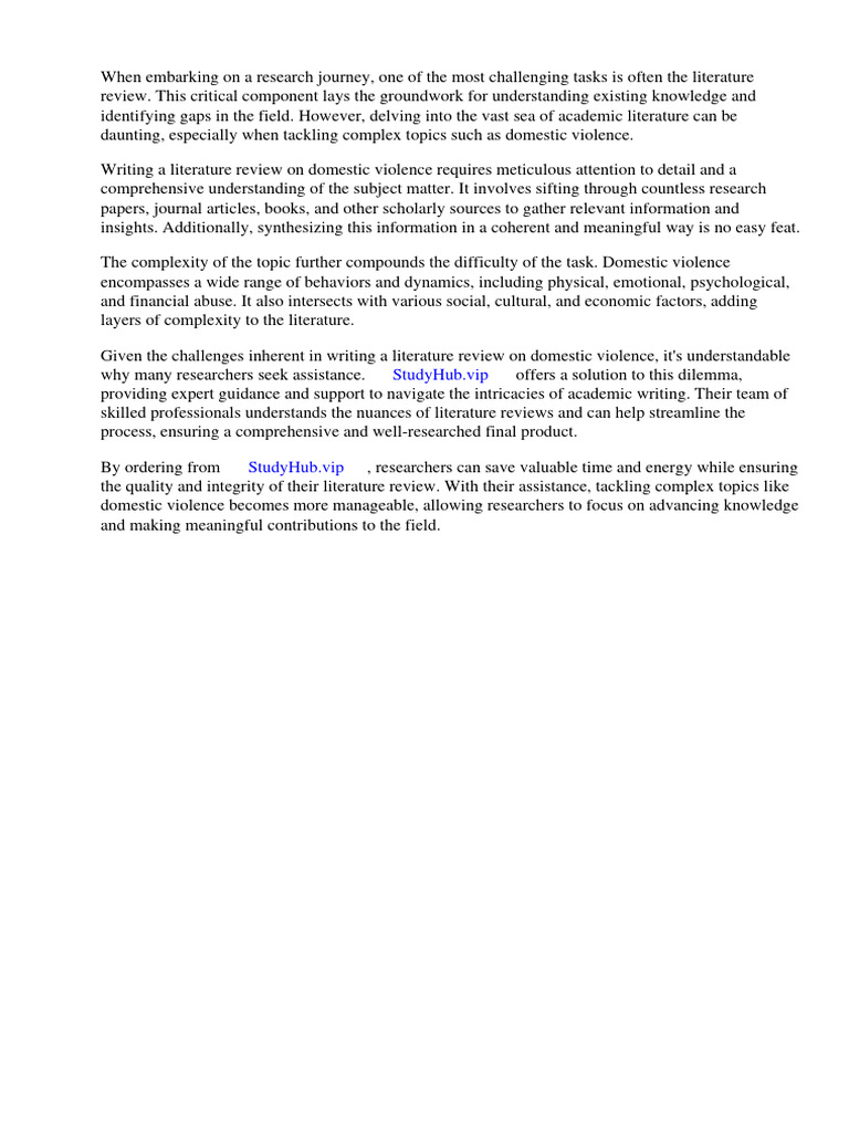 Example of Literature Review On Domestic Violence Download Free PDF