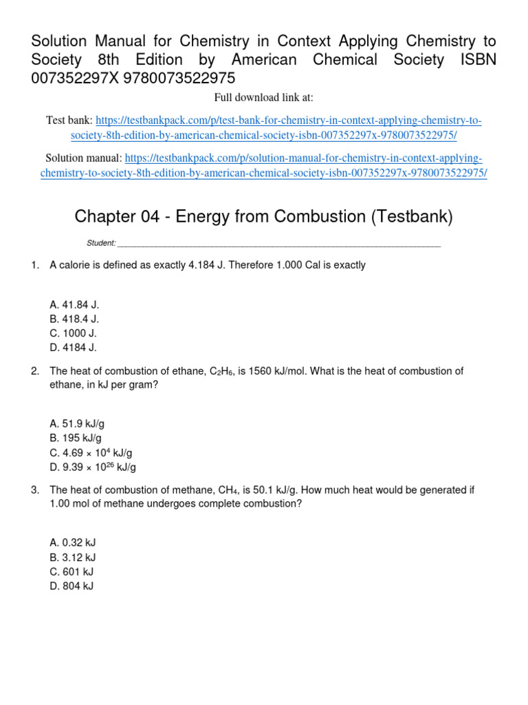 Chemistry in Context Applying Chemistry To Society 8Th Edition American